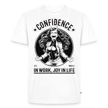 Self-confidence – trust and joy - Men's Premium Organic T-Shirt - white - Front - Nico (187cm)