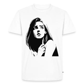 Fear expressive design with anxious woman - Men's Premium Organic T-Shirt - white - Front - Nico (187cm)