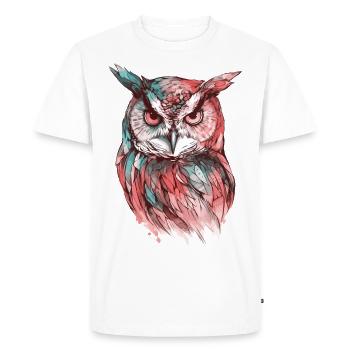 hibou aigle hibou hibou oiseau de nuit oiseau animal nuit lune nature - T-shirt Premium bio Homme - blanc - Devant - Nico (187cm)
