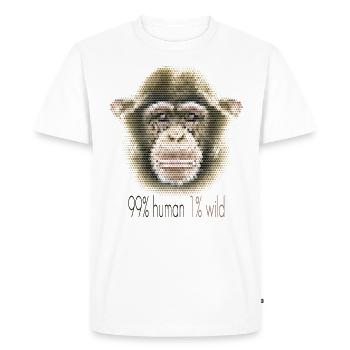 Chimpanzee Face Art – 99% Human 1% Wild Shirt - Men's Premium Organic T-Shirt - white - Front - Nico (187cm)