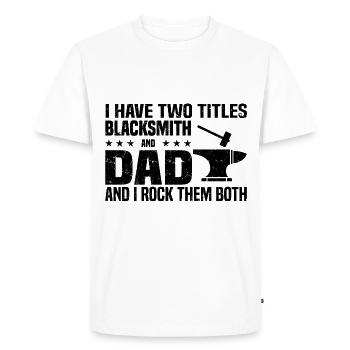 Cadeaux de forgeron | Forge Fête des Pères Papa Anvil - T-shirt Premium bio Homme - blanc - Devant - Nico (187cm)