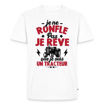 Je Ne Ronfle Pas Je Rêve Que Je Suis Un Tracteur - T-shirt Premium bio Homme - blanc - Devant - Nico (187cm)