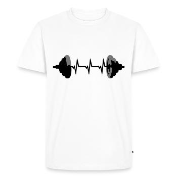 Weights, Barbell & ECG Heartbeat - T-shirt Premium bio Homme - blanc - Devant - Nico (187cm)