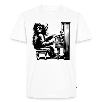 Singe Orchestre Piano Street Art Banksy Style - T-shirt Premium bio Homme - blanc - Devant - Nico (187cm)