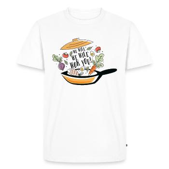 We want Wok you - Men's Premium Organic T-Shirt - white - Front - Nico (187cm)