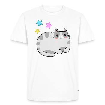 Cute kawaii cat and stars - kawaii - Men's Premium Organic T-Shirt - white - Front - Nico (187cm)