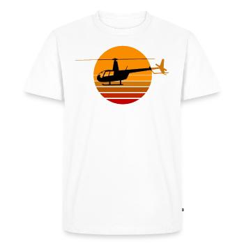 Hélicoptère R44 devant un soleil d'époque - T-shirt Premium bio Homme - blanc - Devant - Nico (187cm)