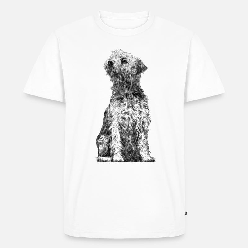 Sitzender Border Terrier Dog - Männer Premium Bio T-Shirt - Weiß