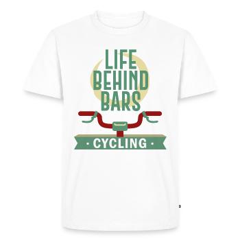 Life Behind Bars - Cycling - Men's Premium Organic T-Shirt - white - Front - Nico (187cm)
