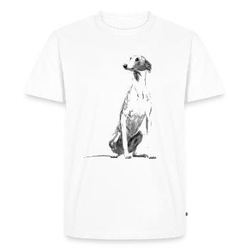 Sitting Whippet Dog - Men's Premium Organic T-Shirt - white - Front - Nico (187cm)