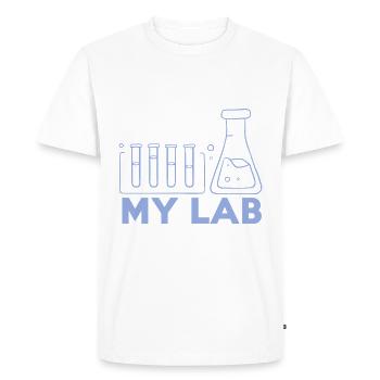 Chimie chimiste Laboratoire de chimie chimiste - T-shirt Premium bio Homme - blanc - Devant - Nico (187cm)