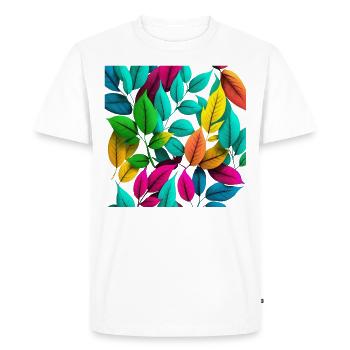 Cadeau de feuilles colorées - T-shirt Premium bio Homme - blanc - Devant - Nico (187cm)