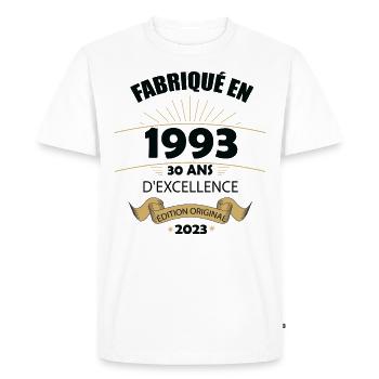 Fabriqué En 1993 Né En 1993 30 Ans Anniversaire - T-shirt Premium bio Homme - blanc - Devant - Nico (187cm)