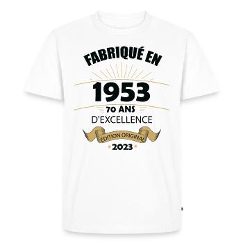 Fabriqué En 1953 Né En 1953 70 Ans Anniversaire - T-shirt Premium bio Homme - blanc - Devant - Nico (187cm)