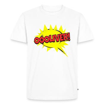 Oliver nom drôle bulle Oooliver ! - T-shirt Premium bio Homme - blanc - Devant - Nico (187cm)