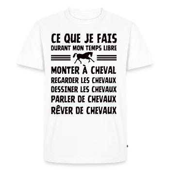 Chevaux, ce que je fais durant mon temps libre - T-shirt Premium bio Homme - blanc - Devant - Nico (187cm)
