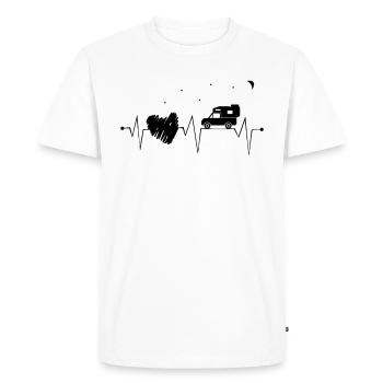Pickup camping battement de coeur avec coeur la nuit - T-shirt Premium bio Homme - blanc - Devant - Nico (187cm)