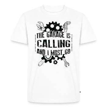 Le garage appelle et je dois aller visseuse - T-shirt Premium bio Homme - blanc - Devant - Nico (187cm)