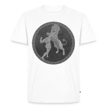 Hercule Héros grec, Bataille avec le lion - T-shirt Premium bio Homme - blanc - Devant - Nico (187cm)