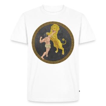 Hercule Héros grec, Bataille avec le lion - T-shirt Premium bio Homme - blanc - Devant - Nico (187cm)