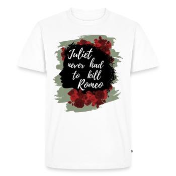Rose Hathaway quote Juliet never hat to kill Romeo - Men's Premium Organic T-Shirt - white - Front - Nico (187cm)