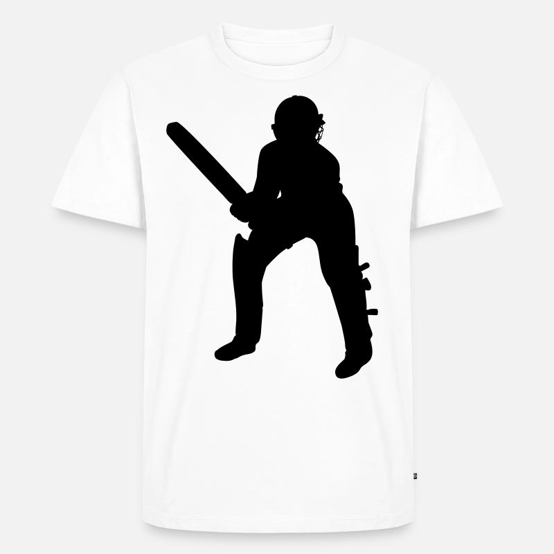 Cricket Schlagmann Batter Black - Männer Premium Bio T-Shirt - Weiß