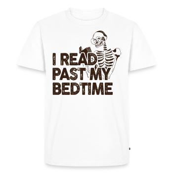 Je lis skeleton après le coucher - T-shirt Premium bio Homme - blanc - Devant - Nico (187cm)