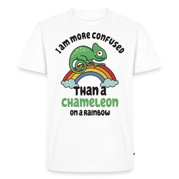 Je suis plus confus qu’un caméléon - T-shirt Premium bio Homme - blanc - Devant - Nico (187cm)