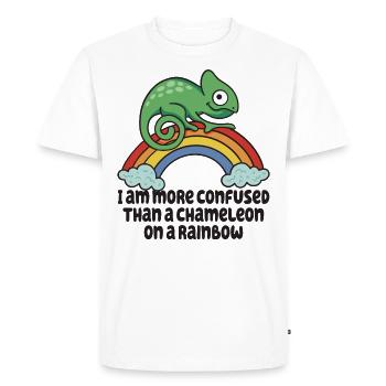 Je suis plus confus qu’un caméléon - T-shirt Premium bio Homme - blanc - Devant - Nico (187cm)