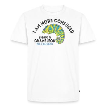 Je suis plus confus qu’un caméléon - T-shirt Premium bio Homme - blanc - Devant - Nico (187cm)
