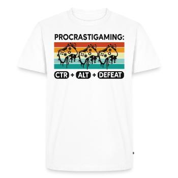 Gamer Procrastigaming CTR Alt Defeat Gaming - Men's Premium Organic T-Shirt - white - Front - Nico (187cm)