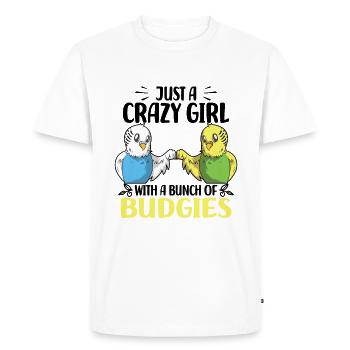 Les amateurs de budgerigar | Oiseaux Animal de compagnie - T-shirt Premium bio Homme - blanc - Devant - Nico (187cm)