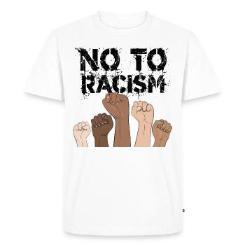 no to racism fists - contre le racisme - T-shirt Premium bio Homme - blanc - Devant - Nico (187cm)