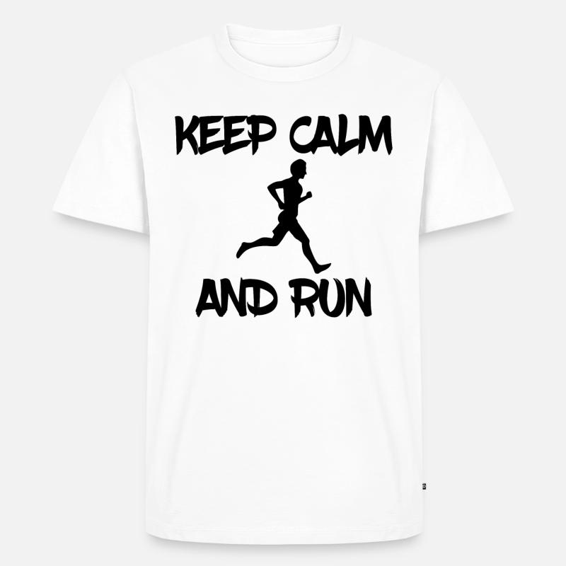 keep calm and run - Männer Premium Bio T-Shirt - Weiß