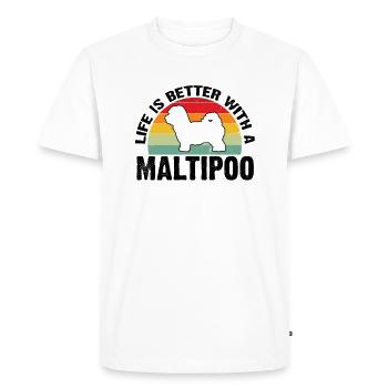 Cadeau de chien de la famille Maltipoo - T-shirt Premium bio Homme - blanc - Devant - Nico (187cm)