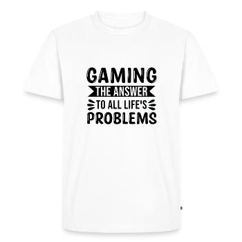 Le jeu La réponse à tous les problèmes de la vie Joueur - T-shirt Premium bio Homme - blanc - Devant - Nico (187cm)