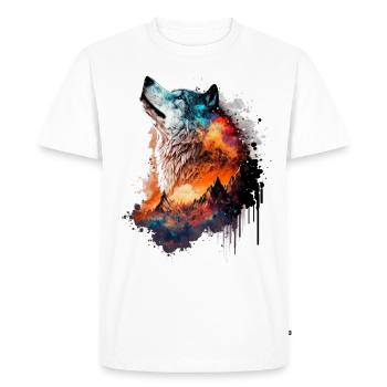 Loup Forêt Animaux Montagnes Loups colorés Animal Motif Animal - T-shirt Premium bio Homme - blanc - Devant - Nico (187cm)