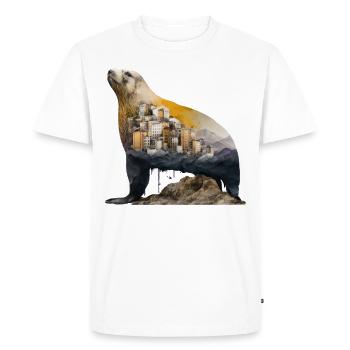 Morse Cadeau Sceau Montagnes Femme Art Animal - T-shirt Premium bio Homme - blanc - Devant - Nico (187cm)
