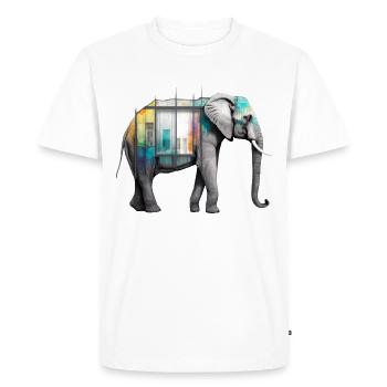 Elephant Art Colorful Gift Creative Animal Animal Motif - Men's Premium Organic T-Shirt - white - Front - Nico (187cm)