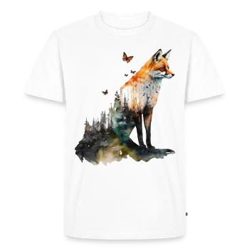 Fox Forest Art Gift Femme Animal Papillon - T-shirt Premium bio Homme - blanc - Devant - Nico (187cm)