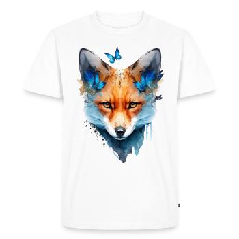 Fox Gift Butterfly Animal Red Fox Motif - Men's Premium Organic T-Shirt - white - Front - Nico (187cm)