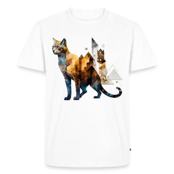 Cat Art Polygon City Idée cadeau Femme Animal - T-shirt Premium bio Homme - blanc - Devant - Nico (187cm)