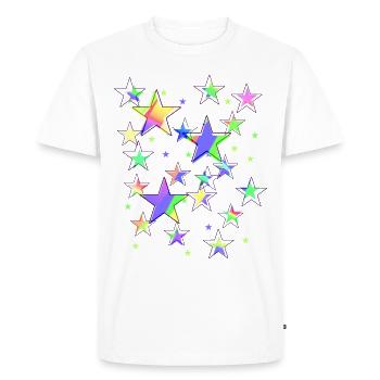 Étoiles, étoile, étoiles colorées, néon, pastel - T-shirt Premium bio Homme - blanc - Devant - Nico (187cm)