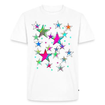 Étoiles, étoile, étoiles colorées, néon - T-shirt Premium bio Homme - blanc - Devant - Nico (187cm)