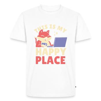C’est mon endroit heureux - T-shirt Premium bio Homme - blanc - Devant - Nico (187cm)