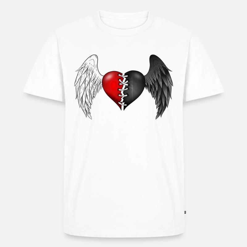 Halb Engel, halb Dämon - Männer Premium Bio T-Shirt - Weiß