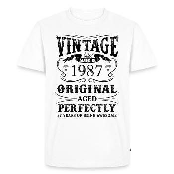 Vintage Made In 1987 37 ans d’être génial - T-shirt Premium bio Homme - blanc - Devant - Nico (187cm)