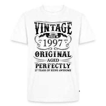 Vintage Made In 1997 27 ans d’être génial - T-shirt Premium bio Homme - blanc - Devant - Nico (187cm)