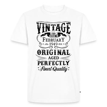 Millésime Fabriqué En 1949 Année de naissance Février 1949 - T-shirt Premium bio Homme - blanc - Devant - Nico (187cm)