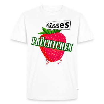 bulle de dialogue de fruits sucrés fraise - T-shirt Premium bio Homme - blanc - Devant - Nico (187cm)